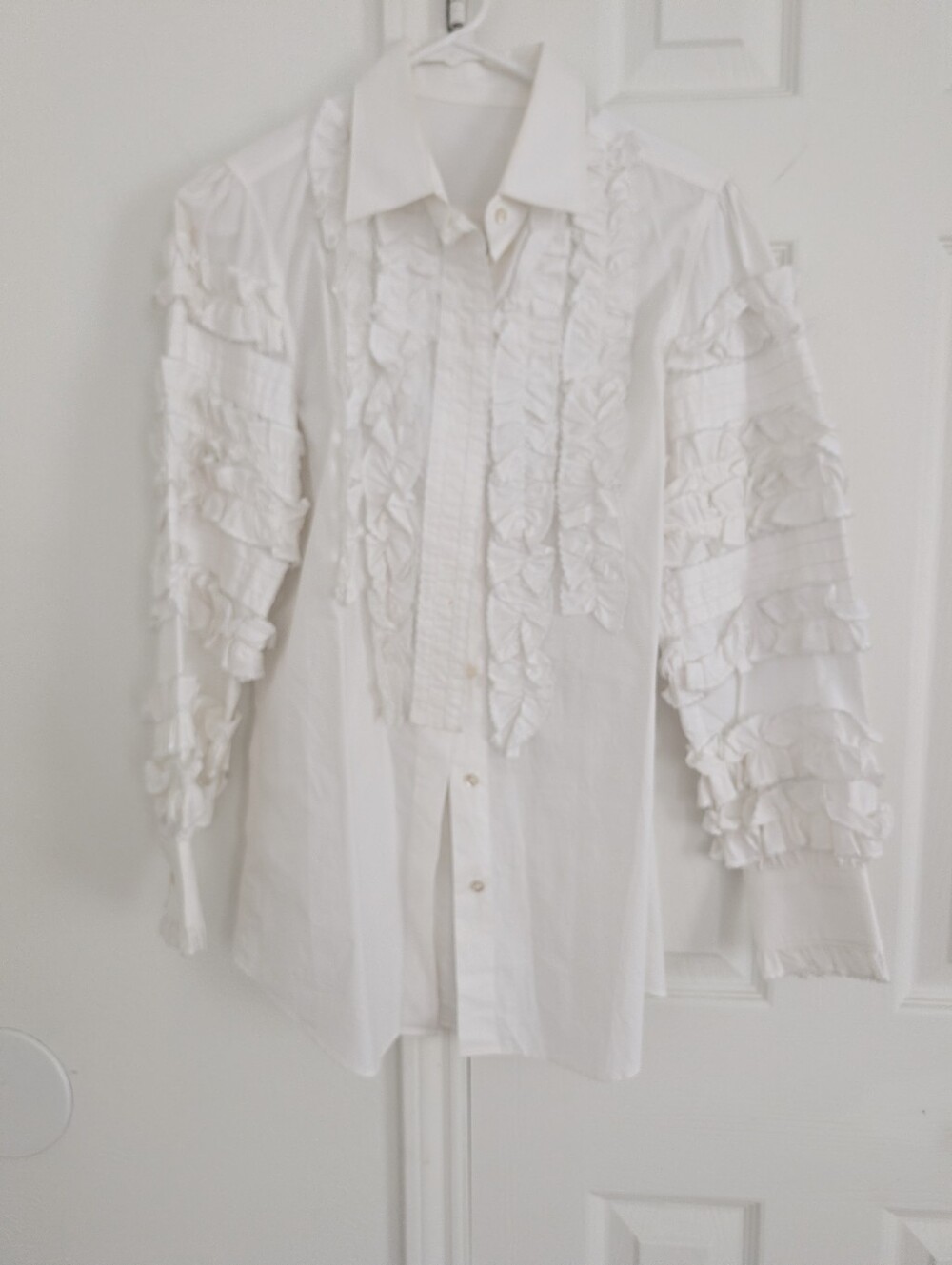 White Ruffle-Front Men's Dress Shirt